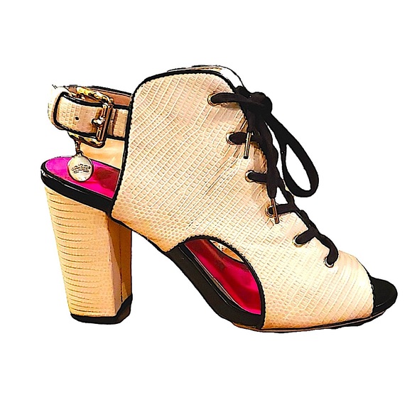 Juicy Couture Lace Up Open Toe Heels Size 10 - Picture 2 of 16